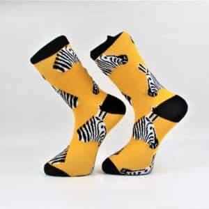 גרביים בעיצוב זברה צהוב