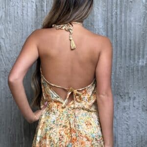 שמלת קשירה פאנלים בגווני כתום זהב